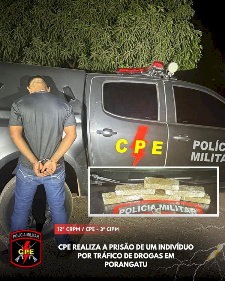 CPE REALIZA A PRISÃO DE UM INDIVÍDUO POR TRÁFICO DE DROGAS EM PORANGATU